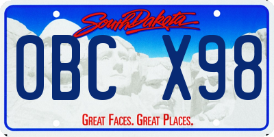 SD license plate 0BCX98