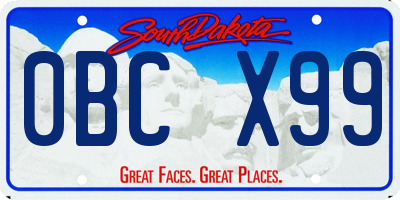 SD license plate 0BCX99
