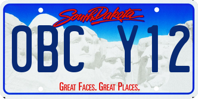 SD license plate 0BCY12