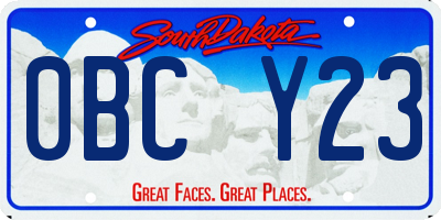 SD license plate 0BCY23