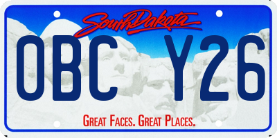 SD license plate 0BCY26