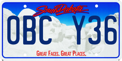 SD license plate 0BCY36