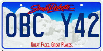 SD license plate 0BCY42