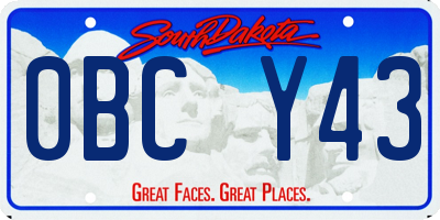 SD license plate 0BCY43
