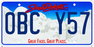 SD license plate 0BCY57