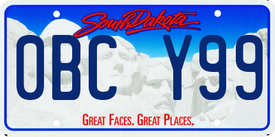 SD license plate 0BCY99