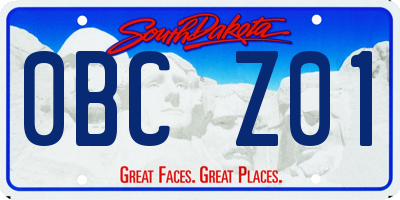 SD license plate 0BCZ01