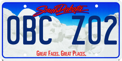 SD license plate 0BCZ02