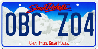 SD license plate 0BCZ04