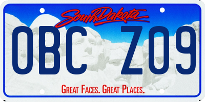 SD license plate 0BCZ09