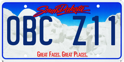 SD license plate 0BCZ11