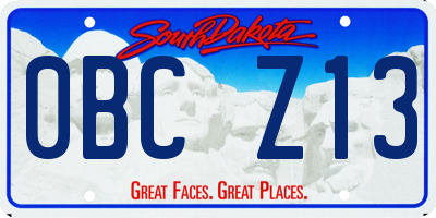SD license plate 0BCZ13