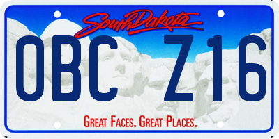 SD license plate 0BCZ16