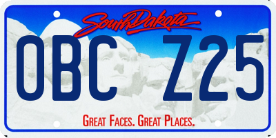 SD license plate 0BCZ25