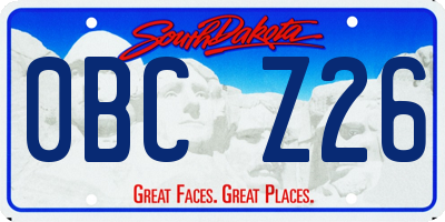 SD license plate 0BCZ26