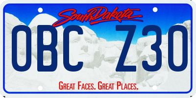 SD license plate 0BCZ30