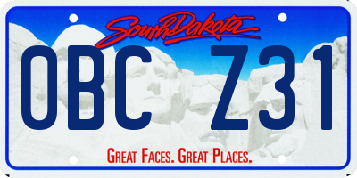 SD license plate 0BCZ31