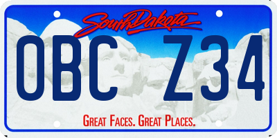 SD license plate 0BCZ34