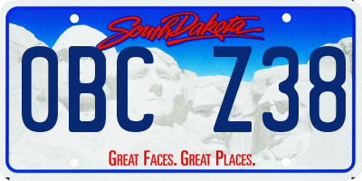 SD license plate 0BCZ38