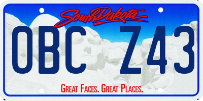 SD license plate 0BCZ43
