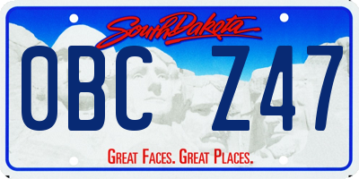 SD license plate 0BCZ47