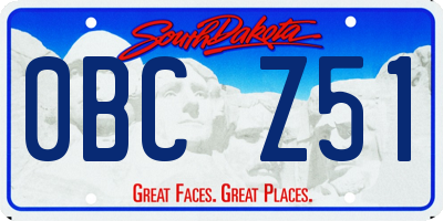 SD license plate 0BCZ51