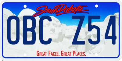 SD license plate 0BCZ54