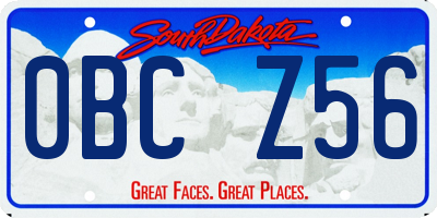 SD license plate 0BCZ56