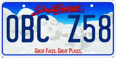 SD license plate 0BCZ58
