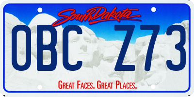 SD license plate 0BCZ73