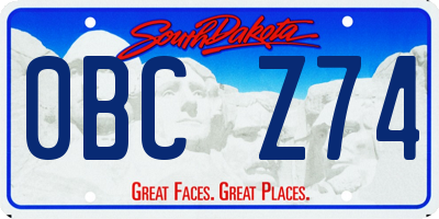 SD license plate 0BCZ74