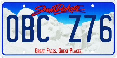 SD license plate 0BCZ76
