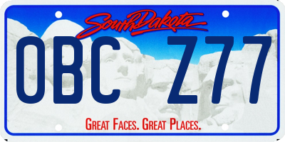 SD license plate 0BCZ77