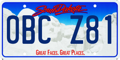SD license plate 0BCZ81