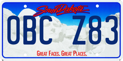 SD license plate 0BCZ83