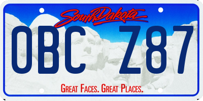 SD license plate 0BCZ87