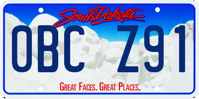 SD license plate 0BCZ91