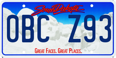 SD license plate 0BCZ93