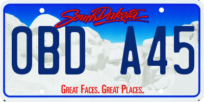 SD license plate 0BDA45