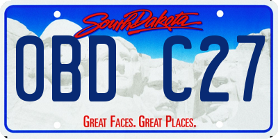 SD license plate 0BDC27
