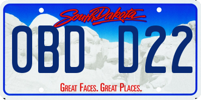SD license plate 0BDD22