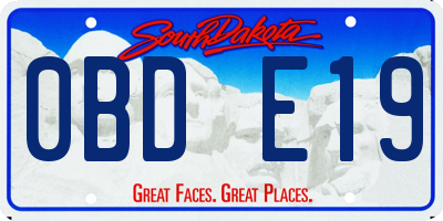 SD license plate 0BDE19