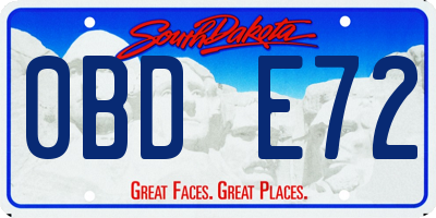 SD license plate 0BDE72