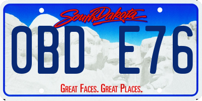 SD license plate 0BDE76