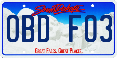 SD license plate 0BDF03