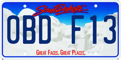 SD license plate 0BDF13