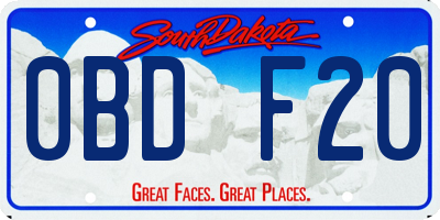 SD license plate 0BDF20