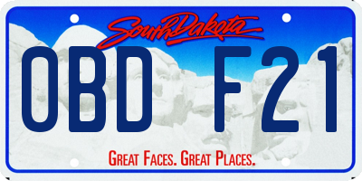 SD license plate 0BDF21
