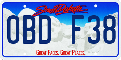 SD license plate 0BDF38