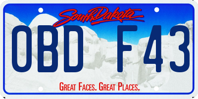 SD license plate 0BDF43